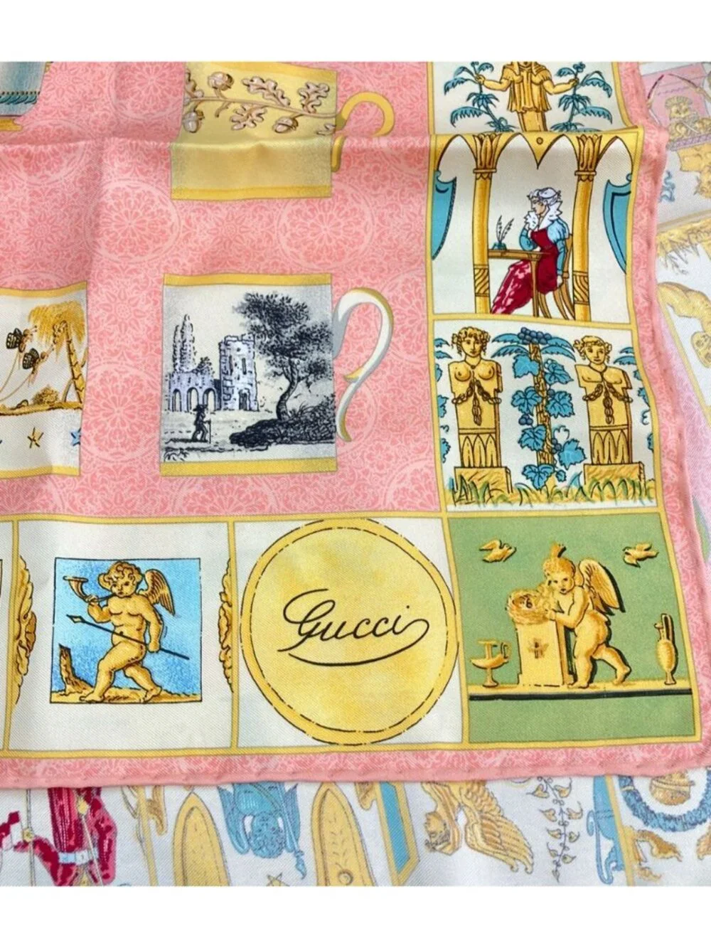Gucci Scarf Silk Scarves Pink
